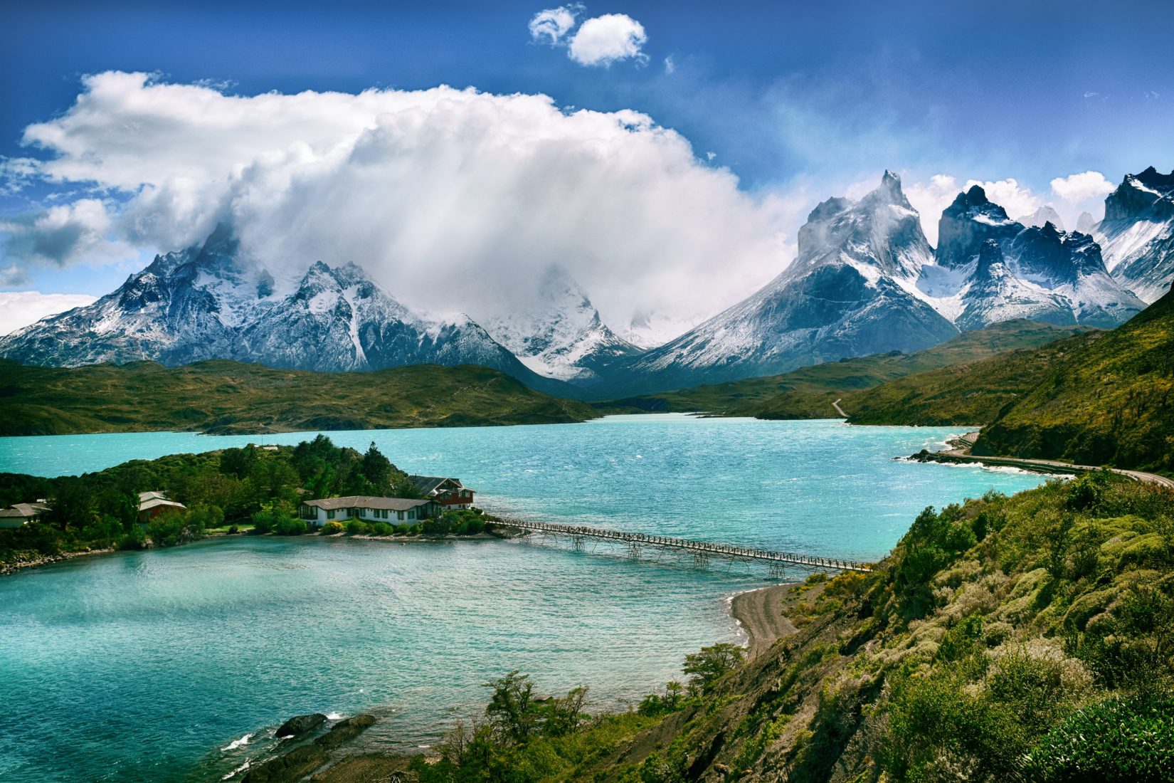 Rugged mountains and vast plains in Patagonia, highlighting the remote natural beauty.